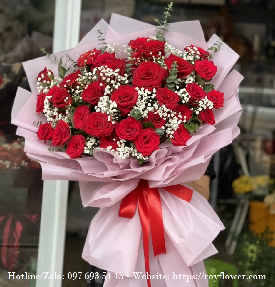 Kệ hoa tươi tại Hoàn Kiếm - Mẫu hoa RFHN499 - Bó Hồng Tặng Ngày Kỉ Niệm
