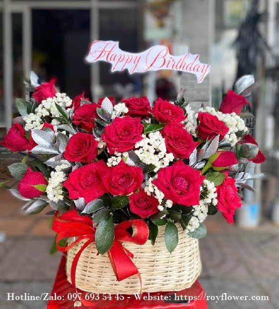 Giao hoa giá rẻ tại Tây Hồ - Mẫu hoa RFHN597 - Happy Birthday