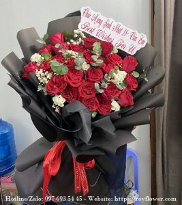 Địa chỉ nhận làm hoa tươi gửi tại Đống Đa Hà Nội - Mẫu hoa RFHN908 - Bó Hồng Đen