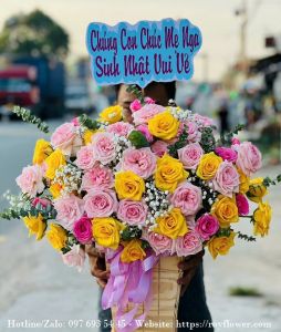 Miễn phí gửi điện hoa giá rẻ quận Hai Bà Trưng - Mẫu hoa RFHN1129 - Chúc Sinh Nhật Mẹ Mãi Vui