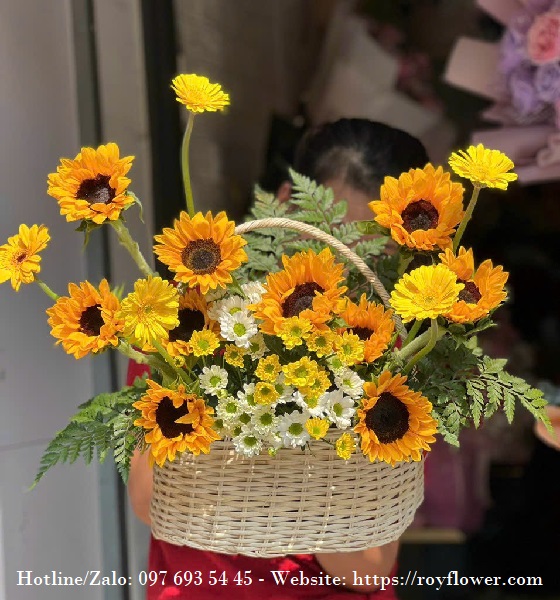 Quán hoa giá rẻ gửi ở quận Nam Từ Liêm, Hà Nội - Mẫu hoa RFHN1601 - Giỏ Hoa Khai Trương Tặng Sinh Nhật