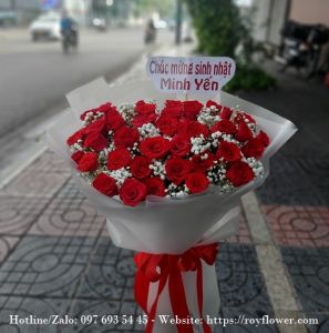 Ship kệ hoa đẹp ở Tân Phú, Sài Gòn - Mẫu hoa RFSG3827 - Bó Hồng Đỏ Rực