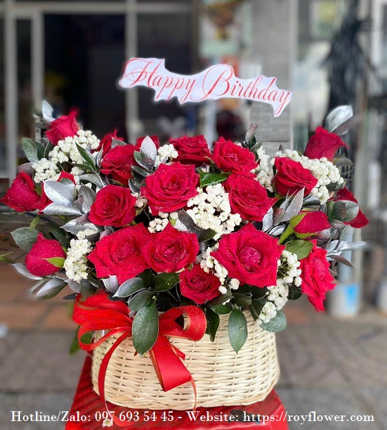 Tiệm bán hoa tươi gửi ở Tphcm - Mẫu hoa RFSG4075 - Happy Birthday